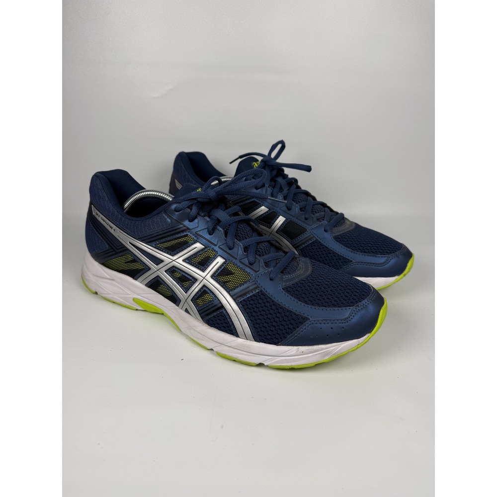 ASICS GEL CONTEND 4 Men's‎ Navy Blue Silver Neon Running Jogging Shoes Size 13